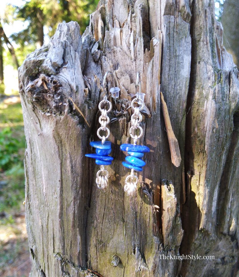 Silver lapis lazuli earrings